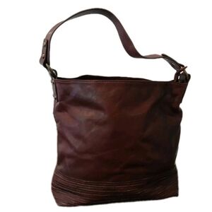 NINO BOSSI Brown Leather Hobo Hand Bag Purse With Shoulder Strap Zip Closure